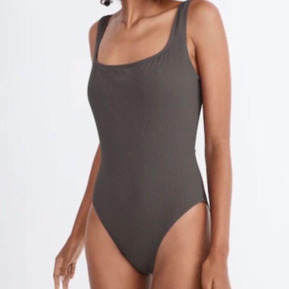 NWT Madewell second wave ribbed square neck one peice